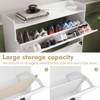 Vynxaria Shoe Cabinet with 2 Flip Drawers - Freestanding Organizer for Entryway, Narrow Farmhouse Design with Open Storage, White with Metal Legs - 3 of 4