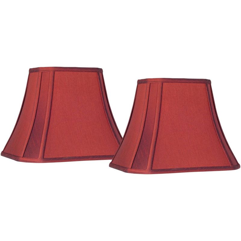 Springcrest Set of 2 Rectangular Lamp Shades Red Medium 8" Wide x 6" Deep at Top 14" Wide x 11" Deep at Bottom 11" High Spider Harp Finial, 1 of 6