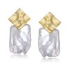 Guili Sterling Silver 14K Gold Plated Earrings with Genuine Freshwater Pearl Drop Design Featuring Square Shape for Elegant Appeal - 2 of 3