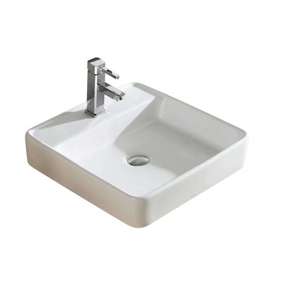 White Ceramic Square Vessel Bathroom Sink