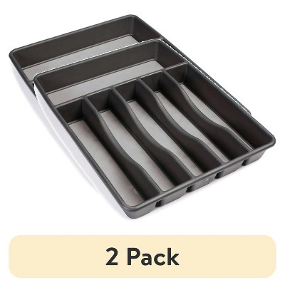 LunaLulinlk (2-Pack) Silver Storage Box, Large, Gray
