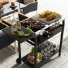 Vynxaria Bar Serving Carts, Outdoor Kitchen Island with Wheels, 48"L x 24.4"W x 33.1"H, Black - 2 of 4