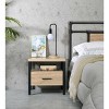 Gulches Oak Veneered 19 Inch Tall Nightstand Boasting 1 Drawer, 1 Open Style Shelf and Black Legs - 2 of 4