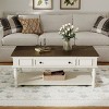 Farmhouse Coffee Table, Retro Movable Table with Wheels, Rectangular Center Table for Living Room – The Pop Home - 2 of 4