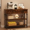 Homhougo Console Tables for Entryway, Small Entryway Table with 2 Drawers Brown - 3 of 4