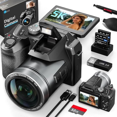 NBD 5K Digital Camera 64MP Vlogging Camera with 16X Zoom, WiFi, Webcam & 32GB SD Card