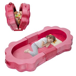 Portable Toddler Travel Bed, Toddler Floor Bed Sleeping Travel Cot with Washable Cover, Foldable Toddler Camping Bed Baby Nest Lounger - 1 of 4