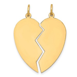 Black Bow Jewelry 14k Yellow Gold Heart Set of 2 Charm or Pendants, 26mm - 1 of 4