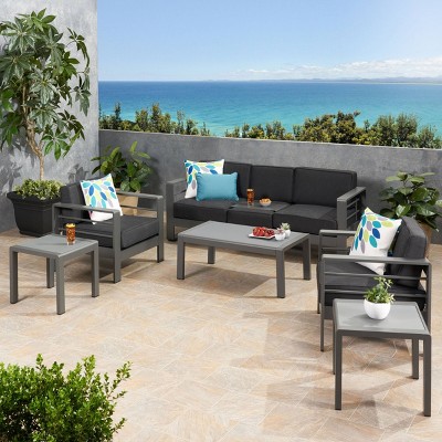 6pc Cape Coral Aluminum Patio Sofa Chat Set Gray - Christopher Knight Home