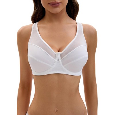 INSPIRE CHIC Women's Mesh Lace Adjustable Strap Underwear Soft Bras with Support and Lift Full Coverage Bra