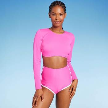 Women's Twist-front Short Sleeve Bralette Bikini Top - Wild Fable™ Pink S :  Target