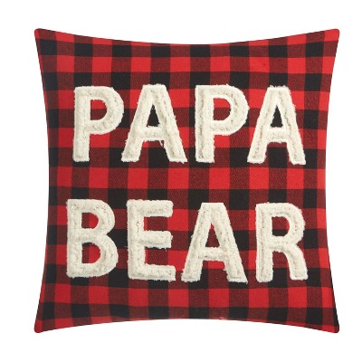 Sherpa Applique Papa Bear Decorative Throw Pillow Red - Dearfoams