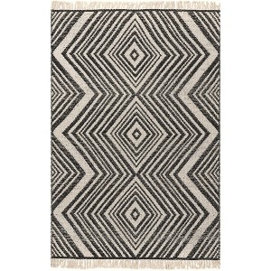 Nuloom Teresia Geometric Cotton Tassel Indoor Area Rug 5' x 8' in Gray - 1 of 4