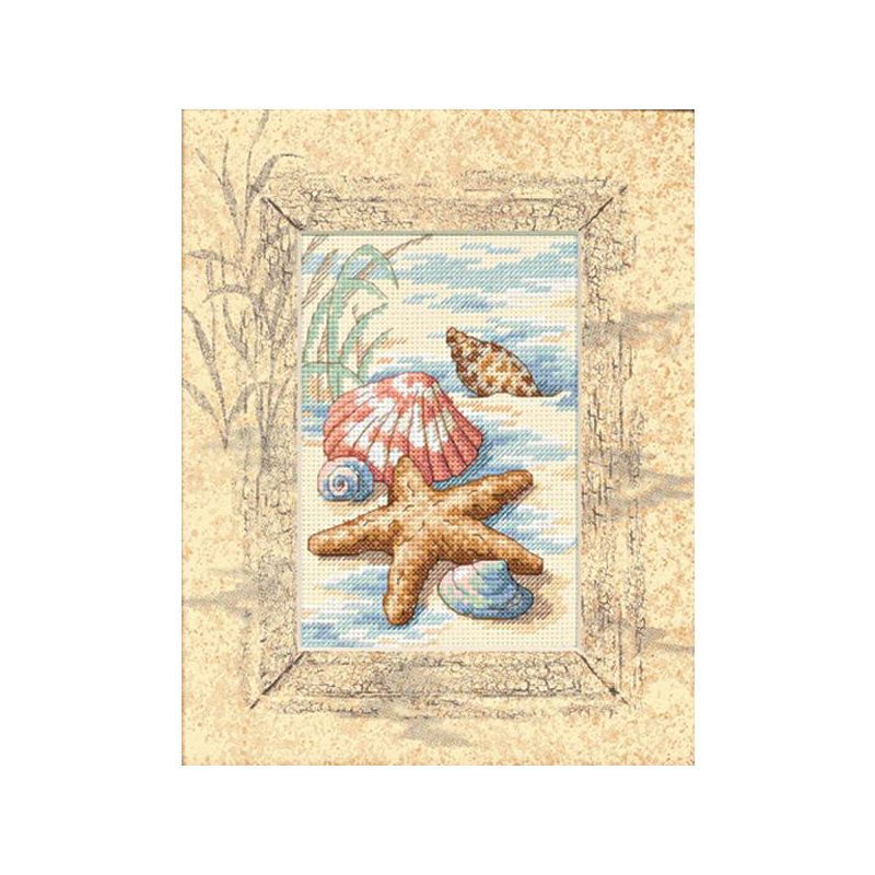 Dimensions Matted Accents Counted Cross Stitch Kit 8"X10"-Shells In The Sand (14 Count), 2 of 3