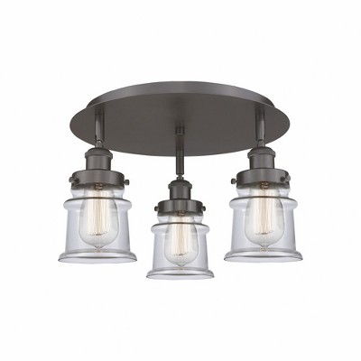 Canton - 3 Light Flush Mount In Industrial Style-9 Inches Tall and 17 Inches Wide