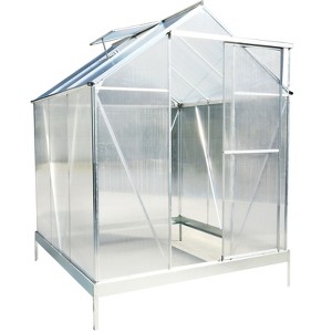 NicBex 6.3'*6.2'*7' Durable Polycarbonate Greenhouse Walk-in Greenhouse Kit with Rain Gutter, Ventilation for Backyard, Lawn, Silver - 1 of 4
