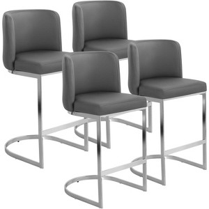 Bekrvio 26" Counter Height Bar Stools - with Back & C-Shaped Metal Frame, Upholstered Chairs for Kitchen Island, Home Bar, Pub - 1 of 4