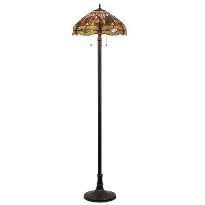 Chloe Lighting CH33341DY18-FL3 Dragan Tiffany-style 3 Light Dragonfly Floor Lamp 18`` Shade