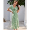 Coolmee Women's Floral Boho Dress Hawaiian Dresse Short Sleeve V Neck Summer Beach Wedding Guest Swing Midi Dress Green M - 4 of 4