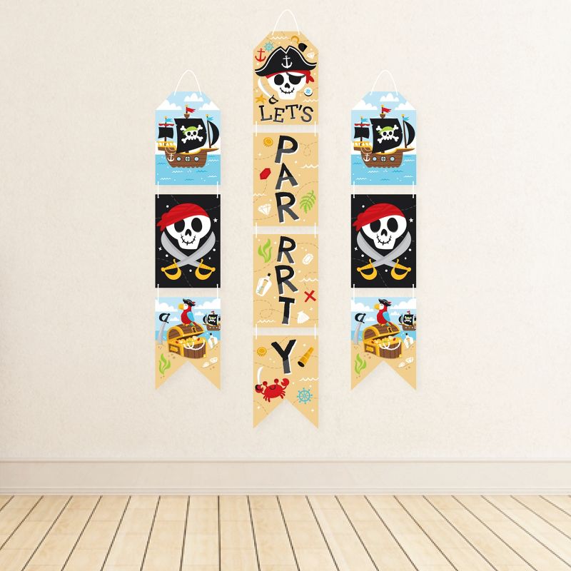 Big Dot of Happiness Pirate Ship Adventures - Hanging Vertical Paper Door Banners - Skull Birthday Party Wall Decoration Kit - Indoor Door Decor, 3 of 8