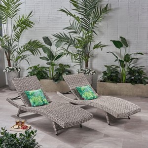 Okak HDPE Recliner Patio Chaise Lounge with Optional Cushion,Ergonomics Outdoor Long Chiase Rattan Poolside Chair for Deck,Backyard&Pool,Gray - 1 of 4