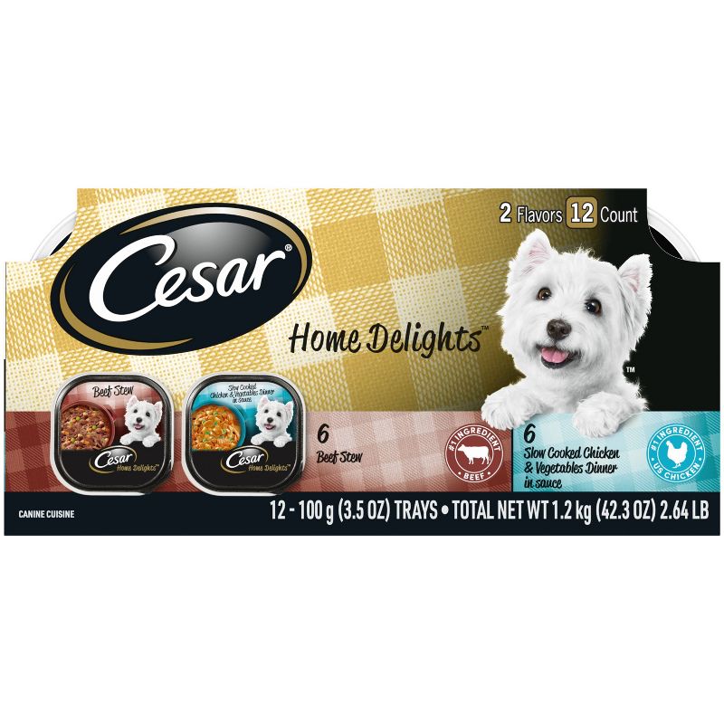 Cesar Home Delights, Vegetable, Chicken &#38; Beef Flavor Adult Wet Dog Food - 2.64lbs/12ct, 1 of 12