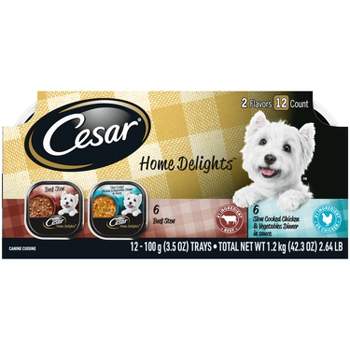 Cesar Home Delights, Vegetable, Chicken & Beef Flavor Adult Wet Dog Food - 2.64lbs/12ct