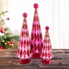 Cody Foster 14.5 Inch Diamond Trees Burgundy Pink Christmas Decorative Tree Set , Christmas Decor Mid Century Style Reflective (3PC) - 2 of 4