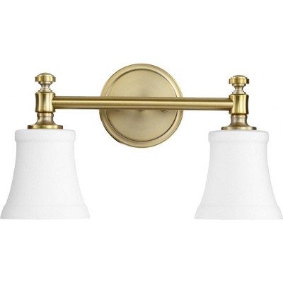 Quorum Lighting Rossington 2-Light Aged Brass Glass Wall Sconce