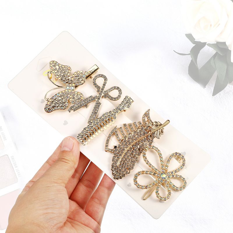 Unique Bargains Girl's Simple Cute Style Metal Hair Clips Gold Tone 1 Set of 5 Pcs, 2 of 7