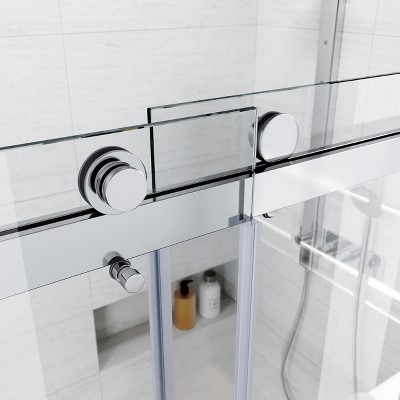 Chrome Frameless Sliding Shower Door with Clear Tempered Glass