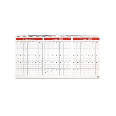 TRU RED 2022 12" x 23" Wall Calendar Black/Red/White TR53921-22