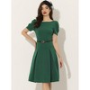 Allegra K Women's Elegant Work Belted Boat Neck Short Sleeve Midi Dresses - 2 of 4