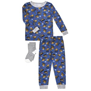 Sleep On It Infant & Toddler Boys 2-Piece Super Soft Jersey Snug-Fit Pajama Set with Matching Socks - 1 of 4