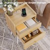 Pinmoco Set of 2 LED Nightstands, Tall Bedside Tables with 2 Drawers & Charging Station - 3 of 4