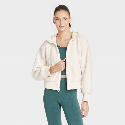 Women s High Pile Fleece Jacket All In Motion Cream S Target