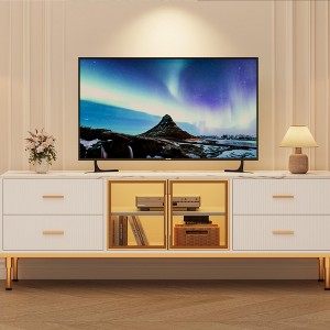 GustoWave 65.7" Modern TV Stands with LED Lights, TV Console Table with 4 Drawers & Glass Doors for 55/65/75 Inch TV - 1 of 4