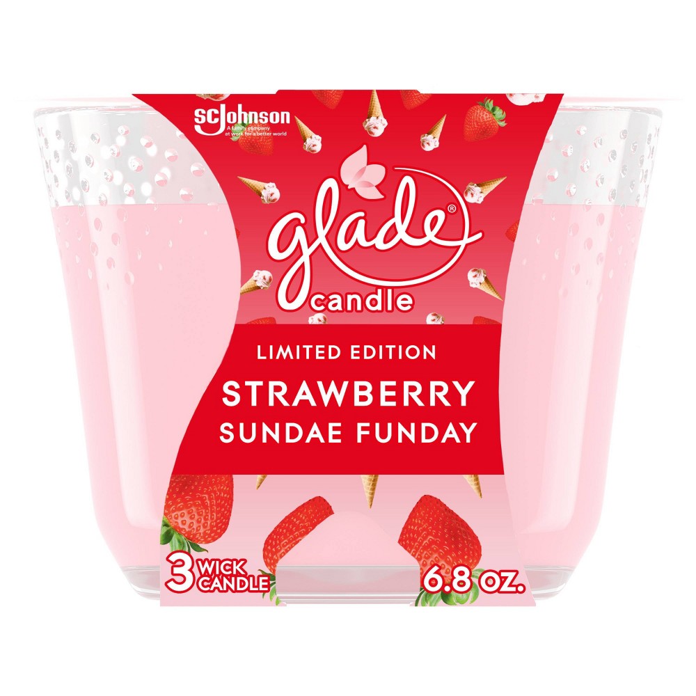 Glade 3 Wick Candle - Strawberry Sundae Funday - 6.8oz