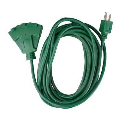 Northlight 3-Prong Outdoor Extension Power Cord with Fan Style Connector - 25' - Green