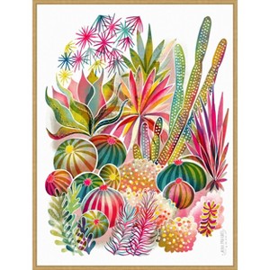 Amanti Art Flowering Succulent and Cacti Garden by Uta Krogmann Canvas Wall Art Print Framed - 1 of 4