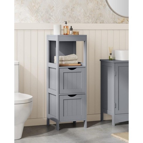 Vasagle Bathroom Floor Cabinet Bathroom Storage Organizer Rack Stand Multifunctional Corner Unit 2 Drawers 35 Inches In Height Dove Grey Target