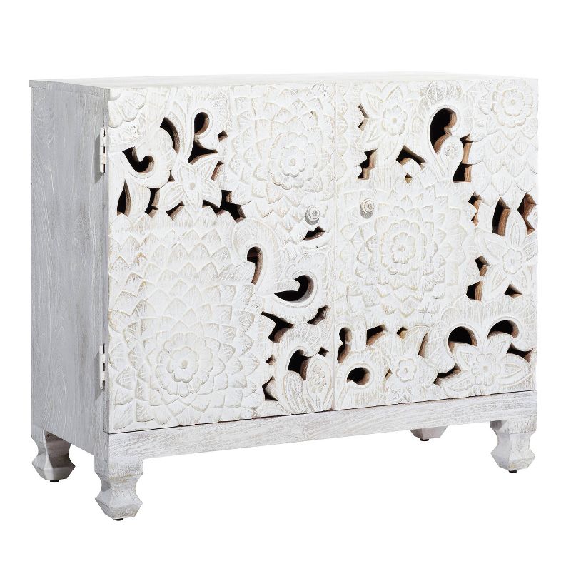 Mediterranean Carved Wood Cabinet White - Olivia &#38; May, 3 of 21
