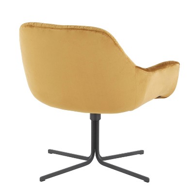Chartreuse Velvet Swivel Accent Chair with Black Metal Base