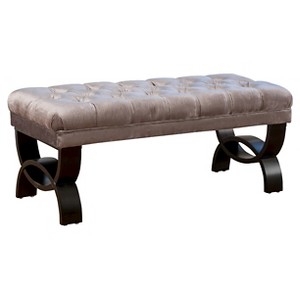 Scarlette Tufted Velvet Ottoman Bench - Gray - Christopher Knight Home - 1 of 4