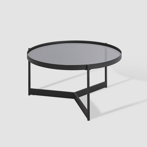 Small round black glass shop coffee table