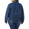 Women's Plus Size Button Down Lapel Long Sleeves Trendy Casual Jean Cropped Denim Shacket Jacket with Pockets - Agnes Orinda - 4 of 4