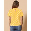 INSPIRE CHIC Women's Polka Dots Stand Collar Pleat Keyhole Back Short Flare Sleeve Tops - 4 of 4