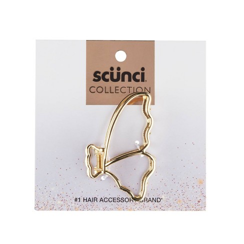 Scunci Collection Fashion Butterfly Hair Claw Clip - Gold : Target