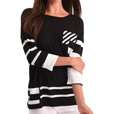 Women's Stripe 3/4 Sleeve Top - ANGEL