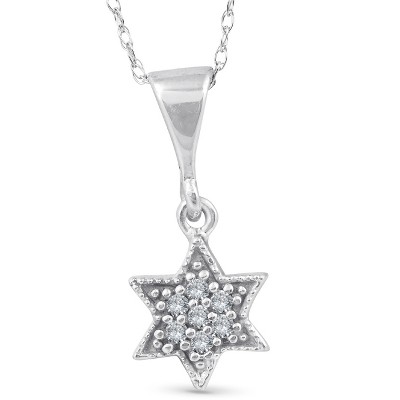 Pompeii3 14K 1/15ct Pave Star Of David Diamond Dangle Pendant
